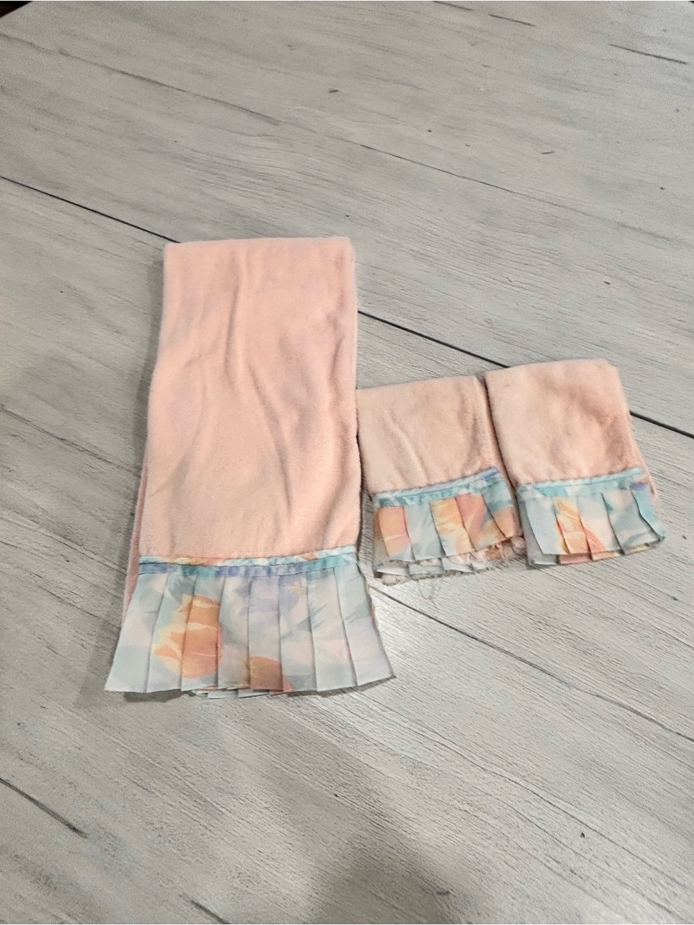 Vtg AFTER BATH LUXURY By J ABOUCHAR & SONS Set Of 3 Embellished Peach Towels USA